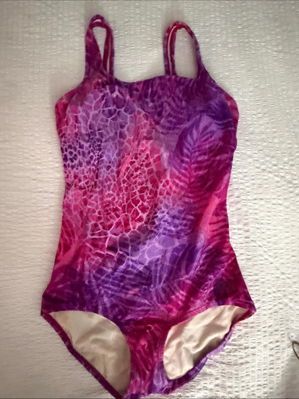 Speedo Pink and Purple Printed One-Piece Swimsuit